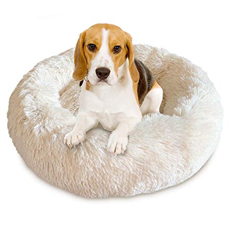 Docatgo Pet Bed, Super Soft Dog Bed, Shag Faux Fur Bed Cushion for Cats (Round)