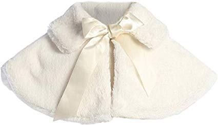Girl's Soft Faux Fur Cape in Black, White or Ivory (Infant 6-24 Month)(Girls 2-12)