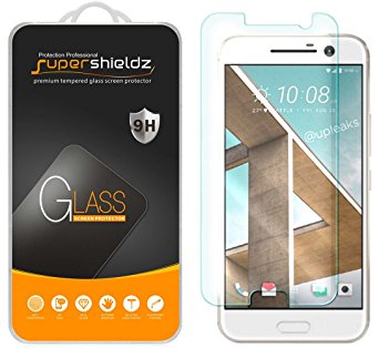 HTC 10 Tempered Glass Screen Protector, Supershieldz Ballistics Glass 9H Hardness Anti-Scratch, Anti-Fingerprint, Bubble Free -Crystal Clear - Retail Packaging