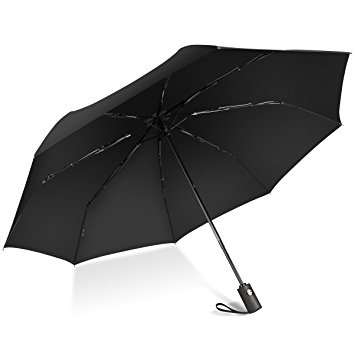 Gachi Travel Umbrella Auto Open/close Windproof Portable Compact Umbrella for Men and Women-Black
