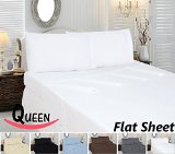 Cotton Queen Flat-Sheet White - Premium Quality Combed Cotton Long Staple Fiber - Breathable Cozy Comfortable and Exceptionally Durable - Hotel Quality By Utopia Bedding Queen White