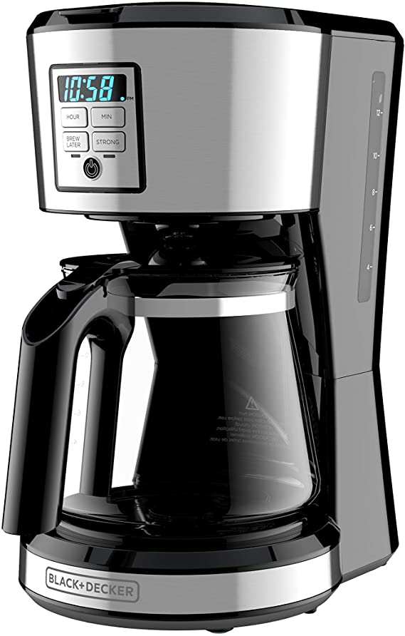 BLACK   DECKER 12 Cup Programmable Coffee Maker in Stainless Steel, CM1231SC