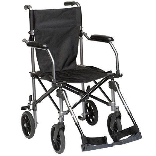 Drive Medical Travelite Transport Wheelchair Chair in a Bag, Black