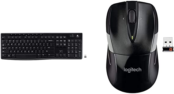 Logitech Wireless Keyboard K270 with Long-Range Wireless & M525 Wireless Mouse – Long 3 Year Battery Life, Ergonomic Shape for Right or Left Hand Use, Black/Gray