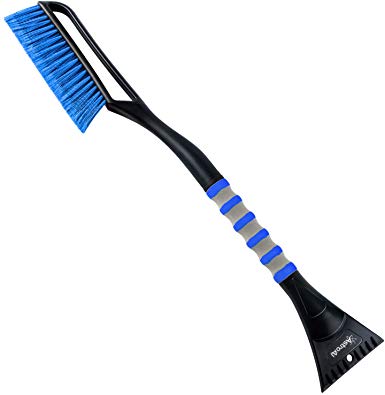 AstroAI 27” Snow Brush and Detachable Deluxe Ice Scraper with Ergonomic Foam Grip for Cars (Heavy Duty ABS, PVC Brush) Blue