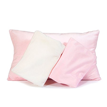 2 Pink/1 White Snuggle Toddler Pillowcases, Super Soft Ultra Plush, Fits 13x18 and 14x19 Toddler and Travel Pillows, Envelope Style Closure, 3 Pack