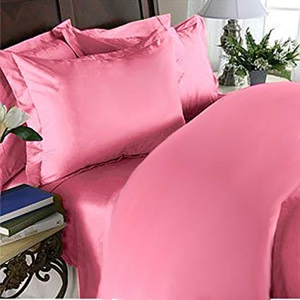 Elegant Comfort 1500 Thread Count Wrinkle Resistant Egyptian Quality Ultra Soft Luxurious 4-Piece Bed Sheet Set, California King, Light Pink