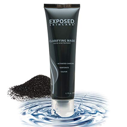 Exposed Skin Care Activated Charcoal Mask - Pore Clarifying Mask for Oily Skin and Pore Detox, Bentonite & Sulfur Removes Impurities from Dirty Pores, 1.7 fl oz