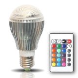 10W E27 LED RGB bulb with wireless remote Multi-color changing 3 in 1 LED