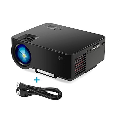 2017 Projector, Tronfy TP60 Upgraded Multimedia Home Theater Projector, Portable Mini LCD LED Video Projector Support 1080P for Game TV iPhone Android Smartphone Laptop with Free HDMI Cable - Black