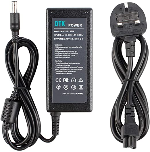 DTK 19V 3.16A 60W Laptop Charger for SAMSUNG Notebook Computer PC Power Cord Supply Lead AC Adapter P Q QX R RV NP SF series Connector:5.5 x 3.0mm