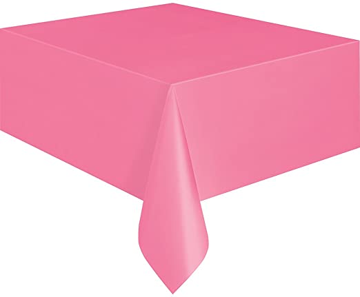 Hot Pink Plastic Tablecloth, 108" x 54"