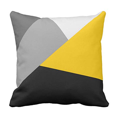 Emvency Throw Pillow Cover Contemporary Simple Modern Gray Yellow and Black Geometric Decorative Pillow Case Home Decor Square 20 x 20 Inch Pillowcase