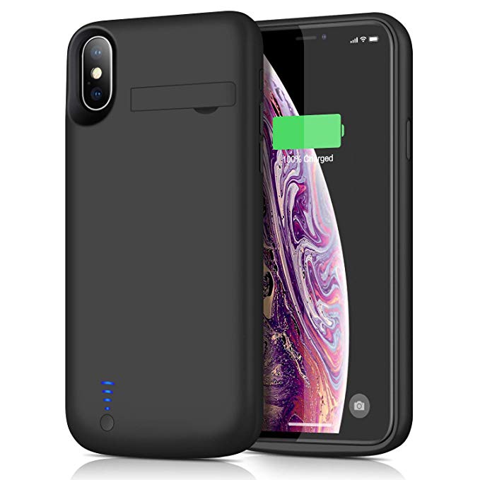 QLSMEB Battery Case for iPhone XS/X/10,5000mAh Portable Rechargeable Charging Case External Battery Pack for Apple iPhone XS/X/10 Protective Charger Case Backup Battery Power Bank (5.8 inch) (Black)