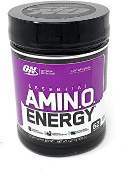 Optimum Nutrition Essential Amino Energy, Concord Grape, Preworkout and Postworkout Recovery with Essential Amino Acids and Caffeine from Natural Sources, 62 Servings, 1.23 lb, Pack of 1