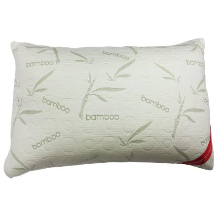 Shredded Memory Foam Pillow Micro-Vented Bamboo Cover -FIRM - The Bamboo Pillow - Hypoallergenic and Dust Mite Resistant (Queen)