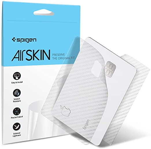 Spigen AirSkin Film Protector Designed for Apple Card [2 Pack] - Carbon Fiber Pattern