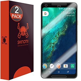 Google Pixel 2 XL Screen Protector (Maximum Coverage)[2-Pack], Skinomi® TechSkin Full Coverage Screen Protector for Google Pixel 2 XL Clear HD Anti-Bubble Film