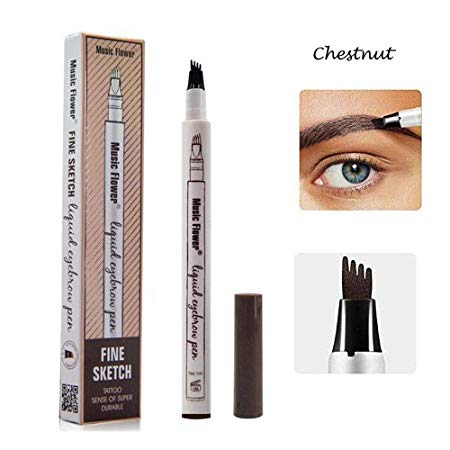 Yuxuan Eyebrow Tattoo Pen Microblading Eyebrow Pencil with a Micro-Fork Tip Applicator Creates Natural Looking Brows Effortlessly and Stays on All Day(1 pc/set,Chestnut)