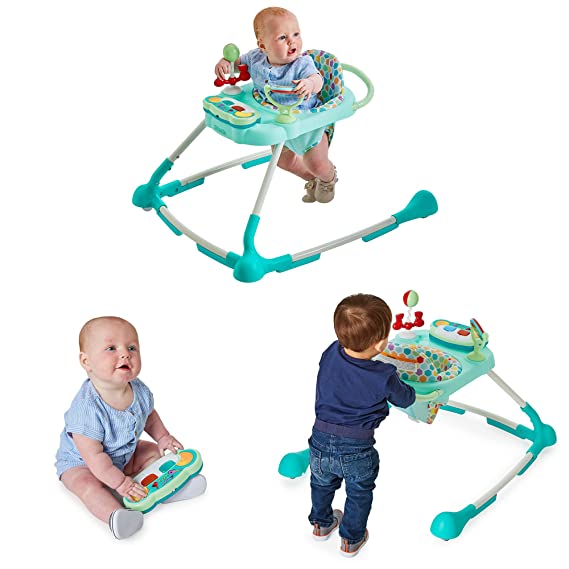 Kolcraft Tiny Steps Groove 3-in-1 Infant and Baby Activity Walker with Steel Base, Seated or Walk-Behind, Removable Piano-Toy – Honeycomb