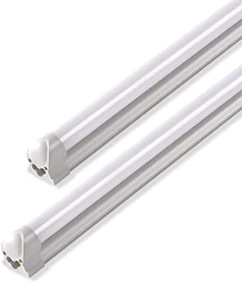 LED Integrated T8 Shop Light - Hanging or Surface Mount- High Output - 19 Watt - 1900 Lumens - 3500K Neutral White - 4 Feet - 2 Pack