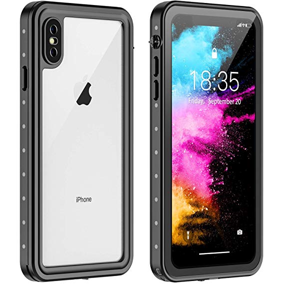 iPhone X/XS Waterproof Case, Redpepper Protective Clear Cover with Built-in Screen Protector, Support Wireless Charging IP68 Certified Waterproof Dustproof Shockproof Case for iPhone X/XS 5.8 inch