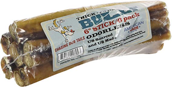 Chasing Our Tails 6056 Thick Odorless Pet Bully Stick (6 Pack), 6"