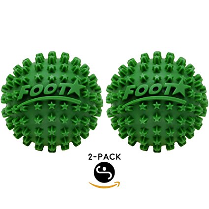 Body Back Company's Foot Star 2 Inch Acupressure Self Massage Ball, Muscle Pain Reliever and Plantar Fasciitis Treatment - Green 2-pack