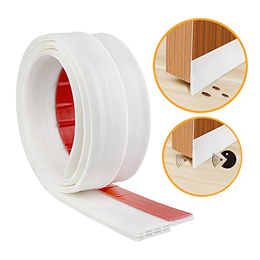 Door Bottom Seal Rubber Strip - Self-Adhesive Under Door Sweep Weather Stripping, Anti-Noise, Anti-Bug by WeiBonD (White)