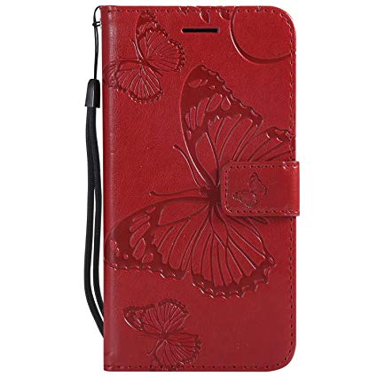 NEXCURIO Samsung Galaxy Express Prime/Amp Prime / J3 (2016) / J3 V/Sky Wallet Case with Card Holder Folding Kickstand Leather Case Flip Cover for Galaxy J3 (2016) - NEKTU11765 Red