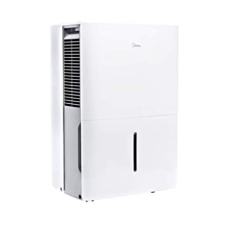 MIDEA MAD50C1YWS Dehumidifier 50 Pint with Reusable Filter, Ideal for basements, bedroom, bathroom, with bucket of 1.6 gallon