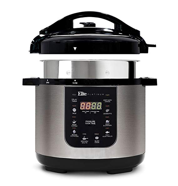 Elite Platinum EPC-686 Electric Pressure Cooker – 9-in-1 with 6 Qt. Tri-ply Stainless Steel Inner Pot, Slow Cooker, Sauté