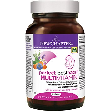 New Chapter Perfect Postnatal Vitamins, Lactation Supplement with Fermented Probiotics   Wholefoods   Vitamin D3   B Vitamins   Organic Non-GMO Ingredients - 270 ct