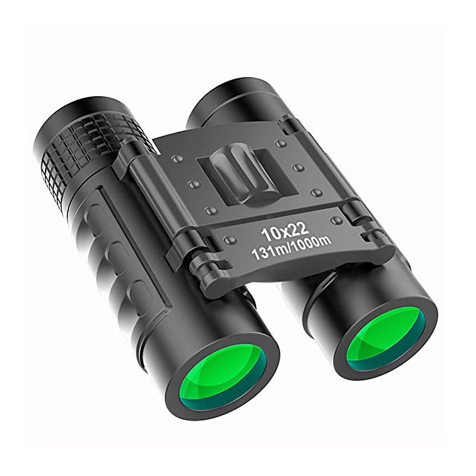 OWSEN Compact 10x22 Binoculars - Lightweight, BAK4 Lens HD Binoculars for Kids Adults, Foldable Binoculars for Bird Watching/Hiking/Outdoor Explore with Cleaning Cloth, Carrying Bag, Neck Strap