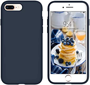 iPhone 7 Plus Case, iPhone 8 Plus Case, DUEDUE Liquid Silicone Soft Gel Rubber Slim Fit Cover with Microfiber Cloth Lining Cushion Shockproof Full Body Protective Anti Scratch Case for iPhone 8 Plus/ iPhone 7 Plus for Women Men,Midnight Blue