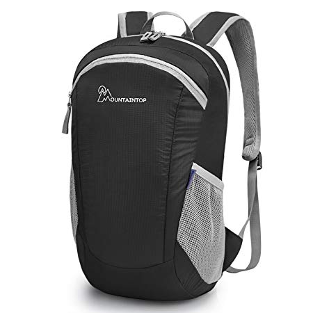 Mountaintop 12L Foldable Backpack for Men, Women and Children - as Travel Backpack, Daypack, Carry-on (Black1)