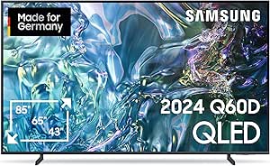 Samsung QLED 4K Q60D Fernseher 55 Zoll, Samsung TV mit Quantum Prozessor Lite 4K, 100 % Farbvolumen, 4K Upscaling, Samsung Tizen OS, Smart TV, GQ55Q60DAUXZG, Deutsches Modell [2024]