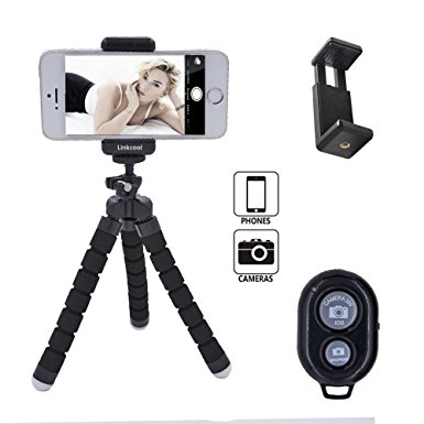 Linkcool Flexible Portable and Adjustable Tripod Stand Holder,Tripod for iPhone, Android, Any Smartphone Camera with Universal Clip and Remote