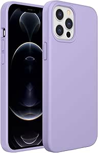 JETech Silicone Case for iPhone 12 Pro Max 6.7-Inch, Silky-Soft Touch Full-Body Protective Phone Case, Shockproof Cover with Microfiber Lining (Light Purple)