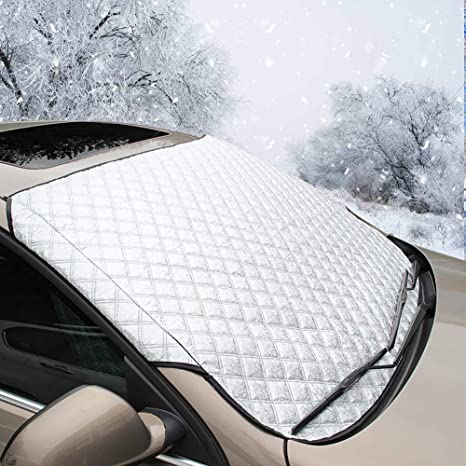 Fifth Gear® Car Windshield Cover, Heavy Duty Ultra Thick Protective Windscreen Cover - Snow Ice Frost Sun UV Dust Water Resistent - Pefect Fit for Cars SUVs All Years Summer/Winter