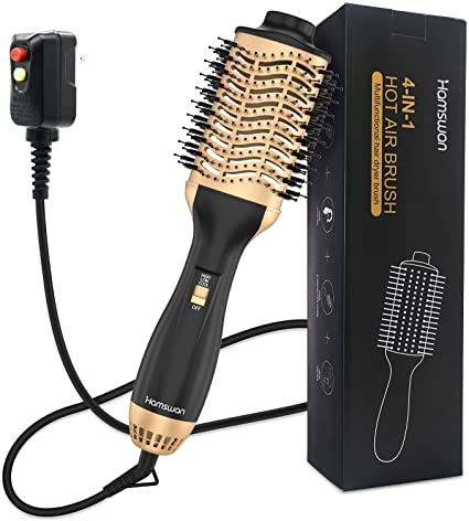 Hot Air Brush - Professional Hair Dryer Brush and Volumizer Blow Dryer 4 in 1 Ionic Technology, Salon Straightening & Curler for Hair Drying, Rotating, Curling, Volumizing for All Hair Types