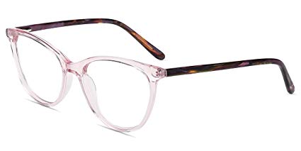 Firmoo Blue Light Blocking Reading Glasses(Anti Eye Strain/Reduce Faigue),Vintage Cateye Readers Pink Clear Eyewear Frame for Women/Men(0.00, Pink-Clear)