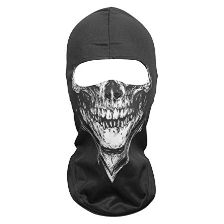 JIUSY 3D Skeleton Mask Scary Skull Balaclava Ghost Skull Cosplay Costume Halloween Party Full Face Mask