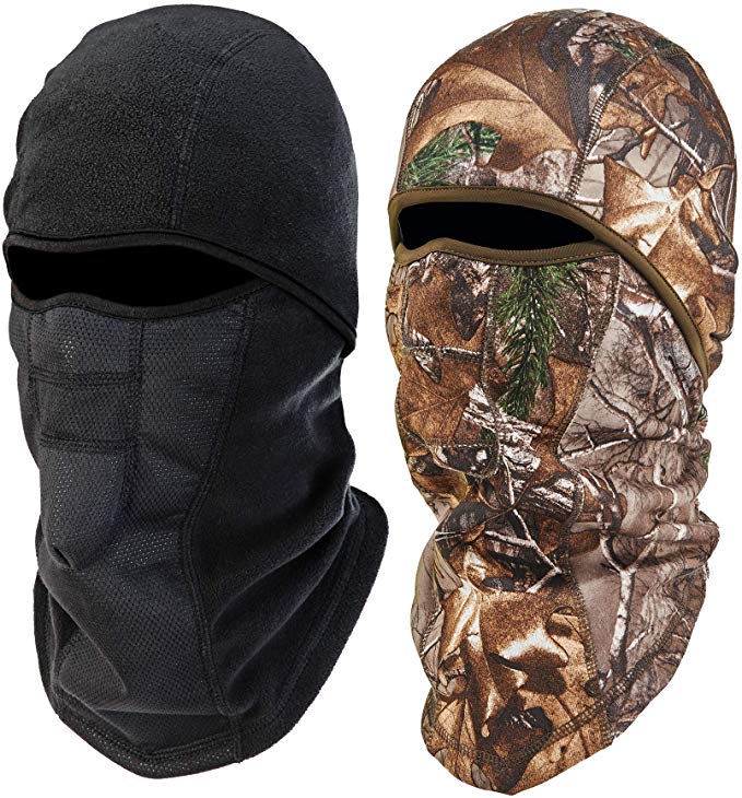 Ergodyne N-Ferno 6823 Winter Ski Mask Balaclava, Wind-Resistant Face Mask, Thermal Fleece, 2 Pack, Black & Camo