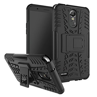 LG Stylo 3 Case,Yiakeng Shockproof Impact Protection Tough Rugged Dual Layer Protective Armor Case Cover with Kickstand for LG Stylo 3 (Black)