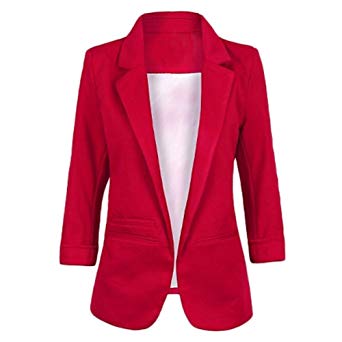 FACE N FACE Women's Cotton Rolled up Sleeve No-Buckle Blazer Jacket Suits
