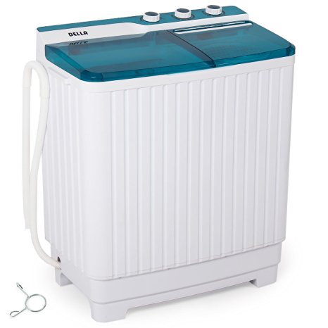 Della© Portable Mini Compact Twin Tub Washing Machine Washer Spin Dryer Cycle (9KG) with BUILT-IN PUMP