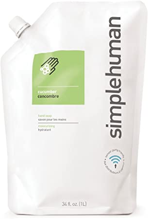 simplehuman Cucumber Moisturizing Liquid Hand Soap Refill Pouch, Green, 34 fl. oz.