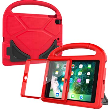 AVAWO Kids Case Built-in Screen Protector for New iPad 9.7" 2018 & 2017 - Shockproof Case with Handle for iPad 9.7 Inch (2018 6th Gen) & 2017 5th Generation - Red