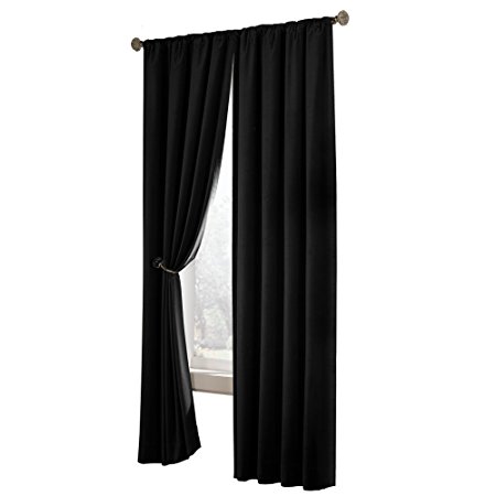 Maytex Velvet Blackout Panel Curtain, Black, 40" x 84"